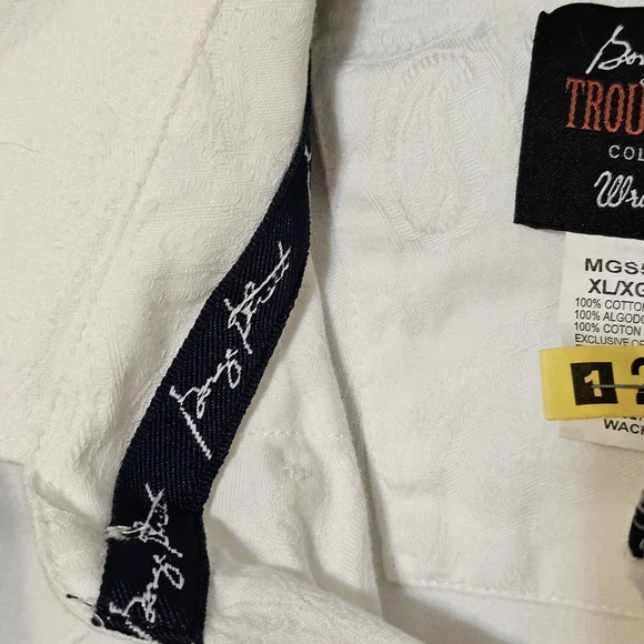 George Strait Wrangler Men's White Diamond Shape Pearl Snap Shirt - Picture 6 of 7